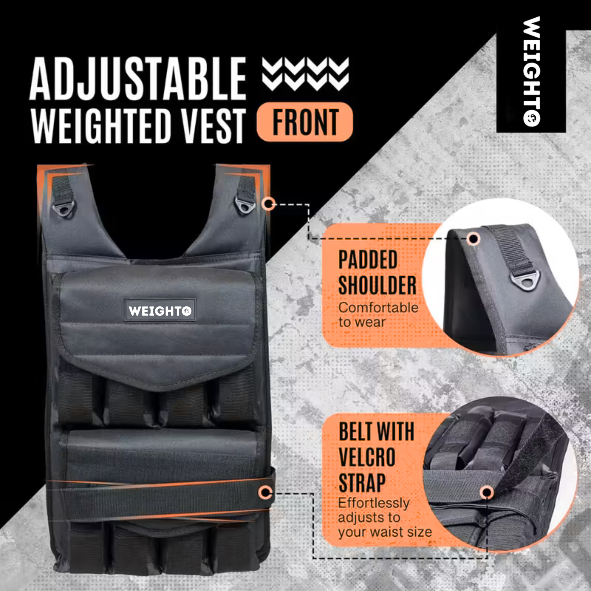 Weighto High-Performance Premium Adjustable Weighted Vest 16 LBS