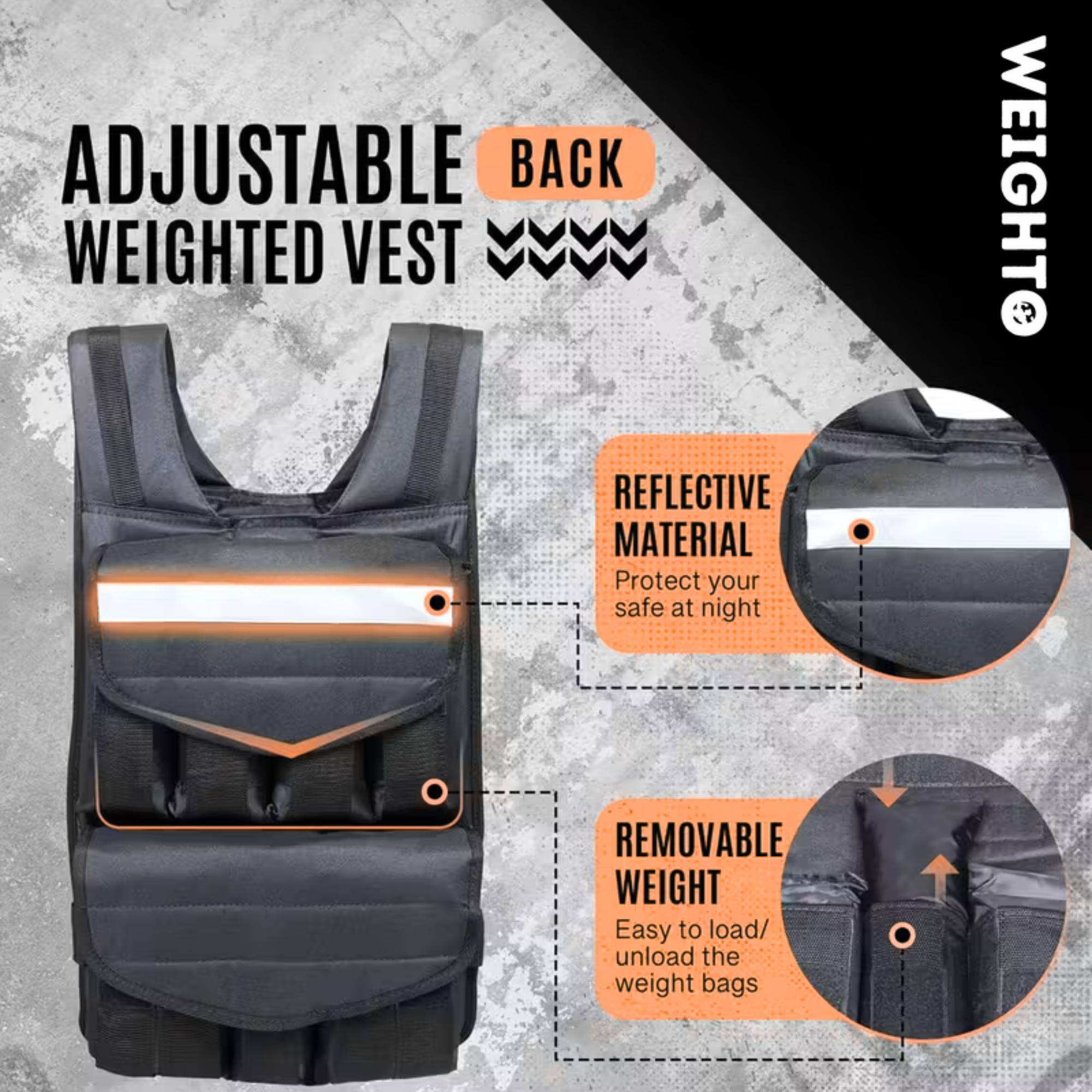 Weighto High-Performance Premium Adjustable Weighted Vest 16 LBS